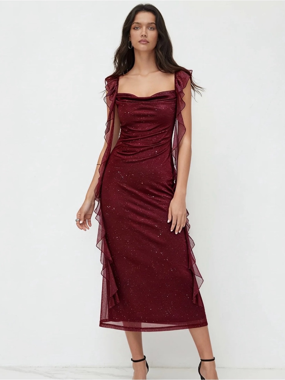 CIDER NWT COWL NECK GLITTER MIDI SMALL - Picture 1 of 9